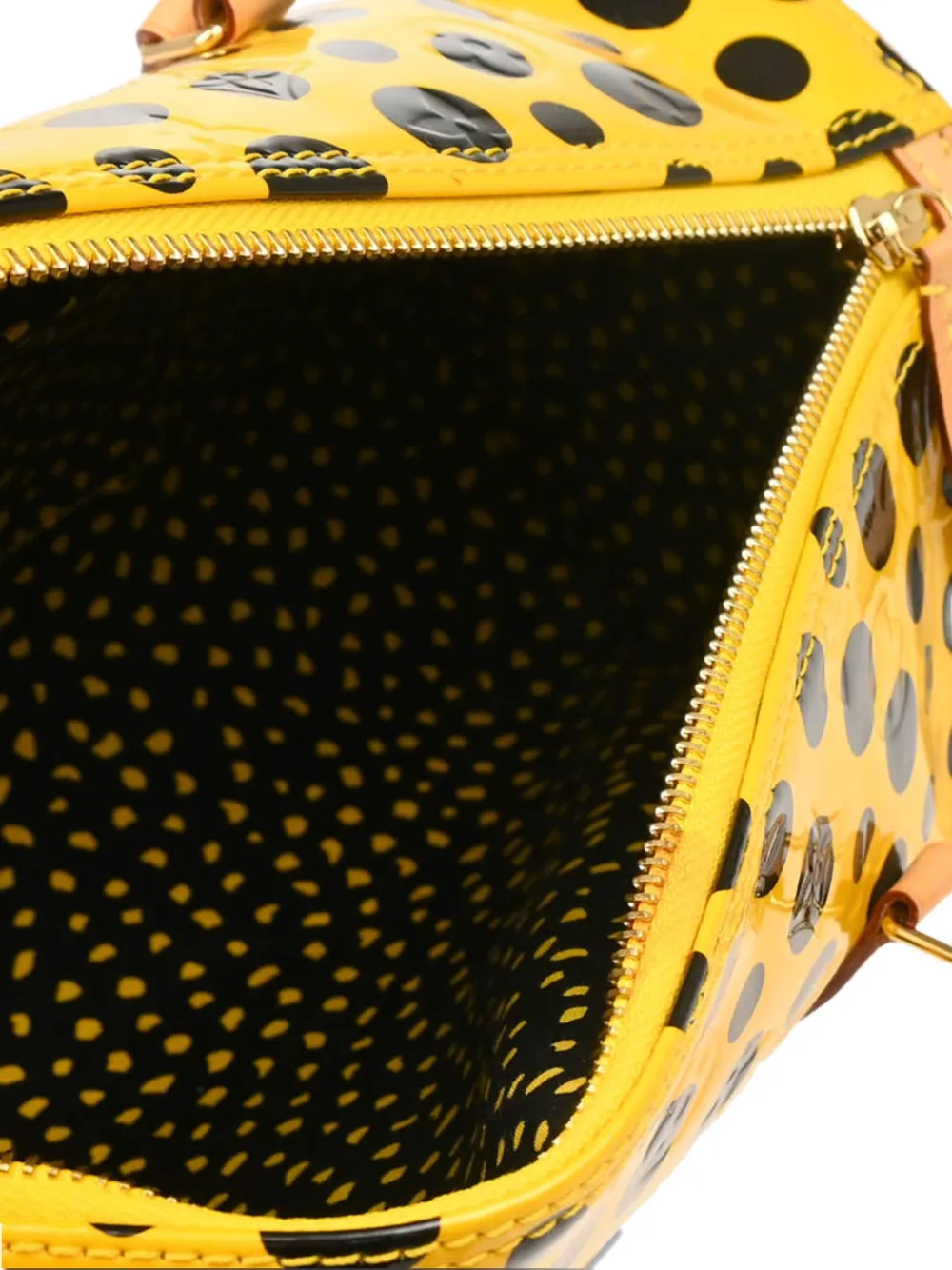Pre-owned Louis Vuitton X Yayoi Kusama 2012 Monogram Vernis Dots Infinity Papillon Handbag In Yellow