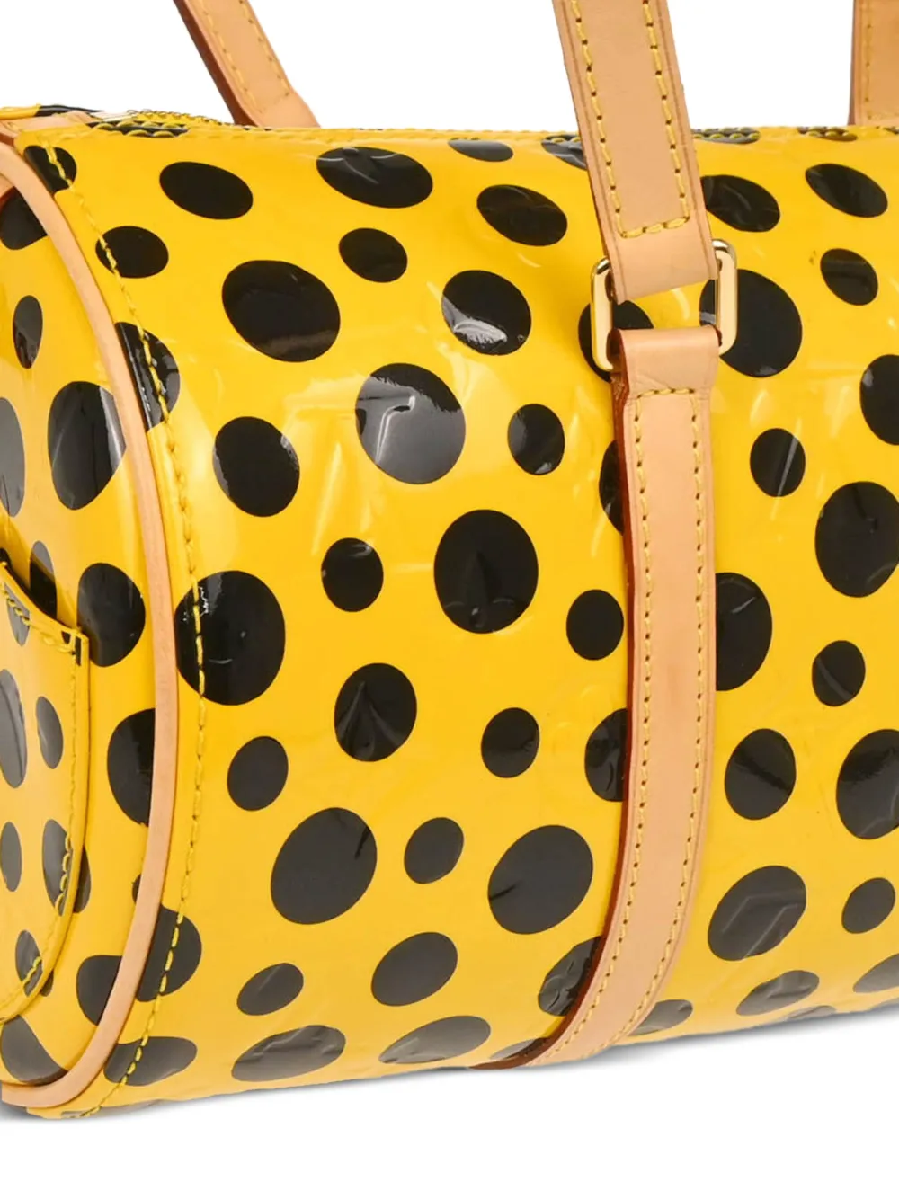 Pre-owned Louis Vuitton X Yayoi Kusama 2012 Monogram Vernis Dots Infinity Papillon Handbag In Yellow