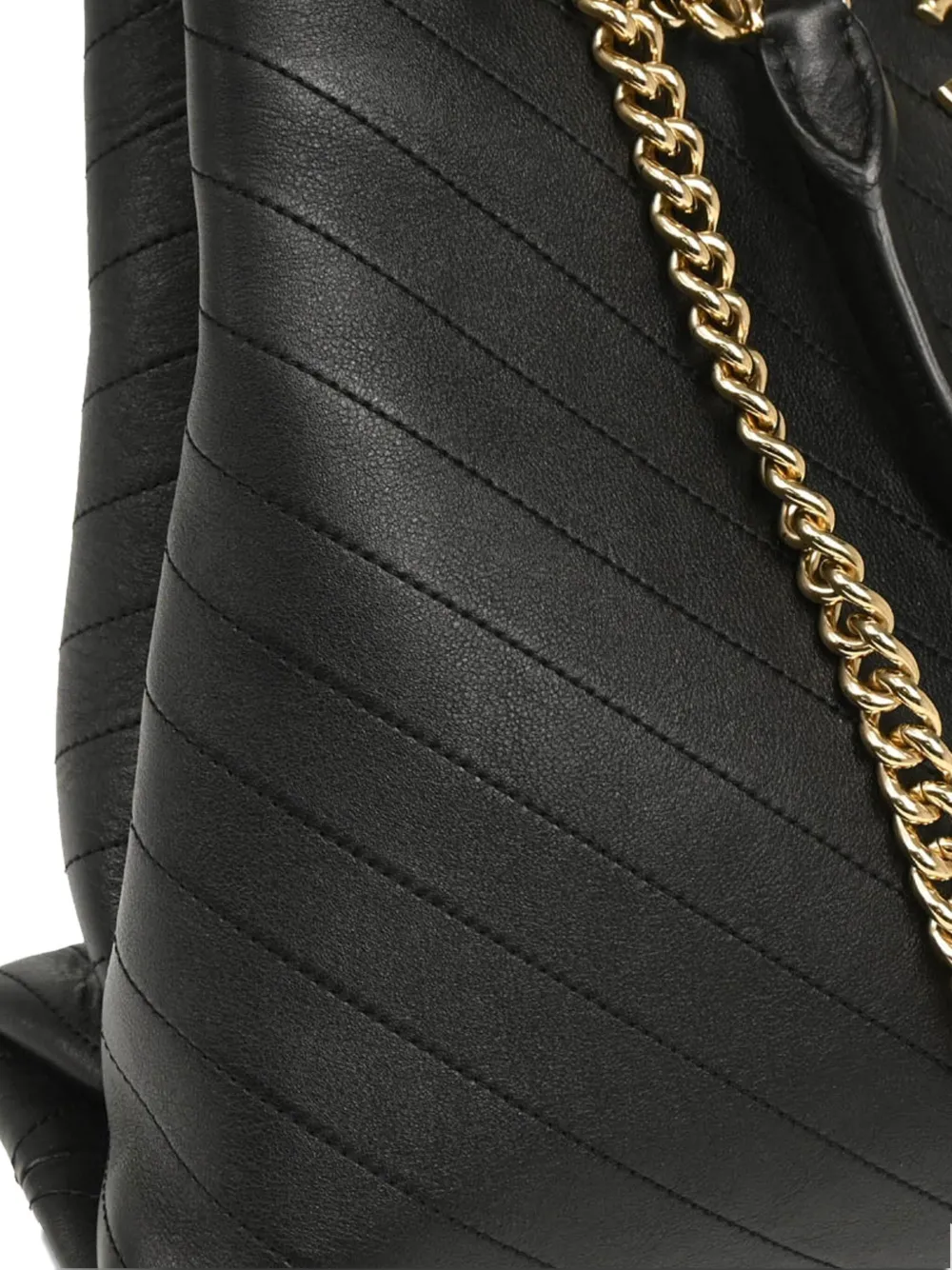 Pre-owned Chanel 2018-2019 Lambskin Chevron Shoulder Tote Bag In Black