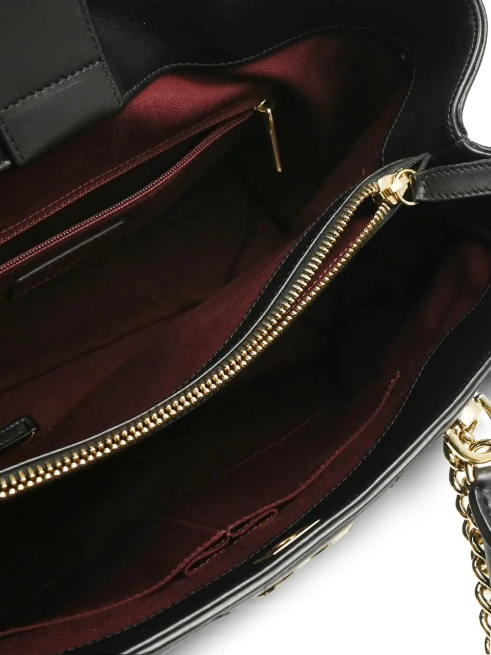 Pre-owned Chanel 2018-2019 Lambskin Chevron Shoulder Tote Bag In Black