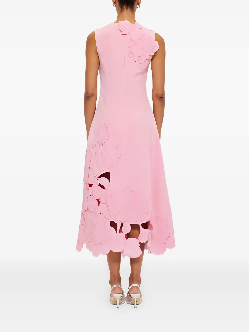 Leo Lin Cleo floral-appliquè sleeveless midi dress Roze