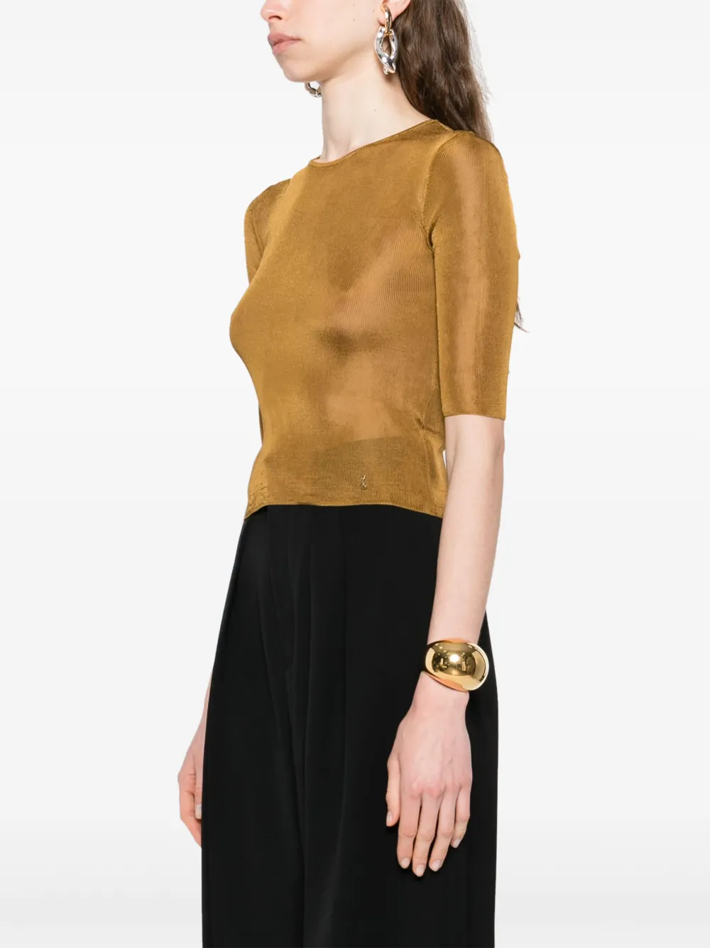 Saint Laurent Cassandre gebreide top Bruin