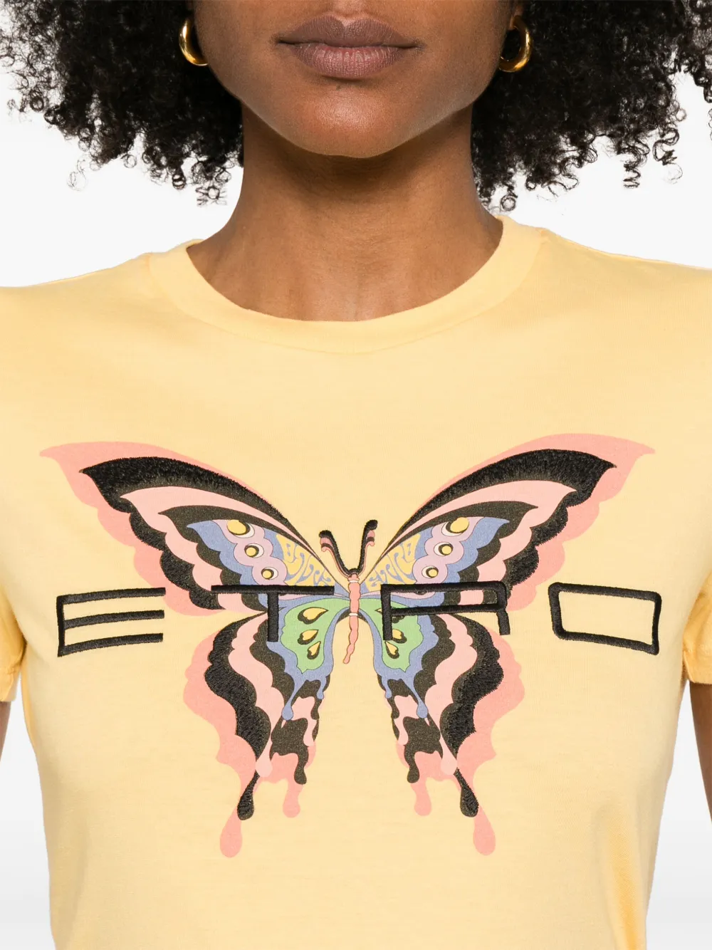 ETRO T-shirt met geborduurd logo Geel
