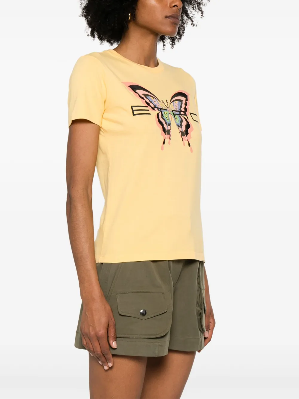 ETRO T-shirt met geborduurd logo Geel