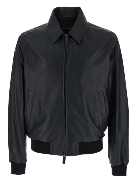 Emporio Armani ribbed-trim leather jacket