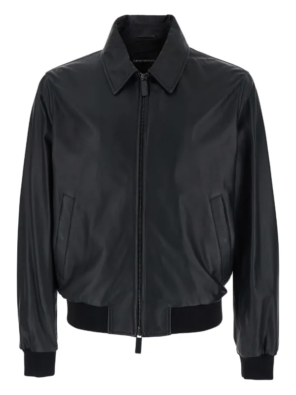 EMPORIO ARMANI ブラックレザージャケット EMPORIO ARMANI ブラック レザージャケット 【公式通販】