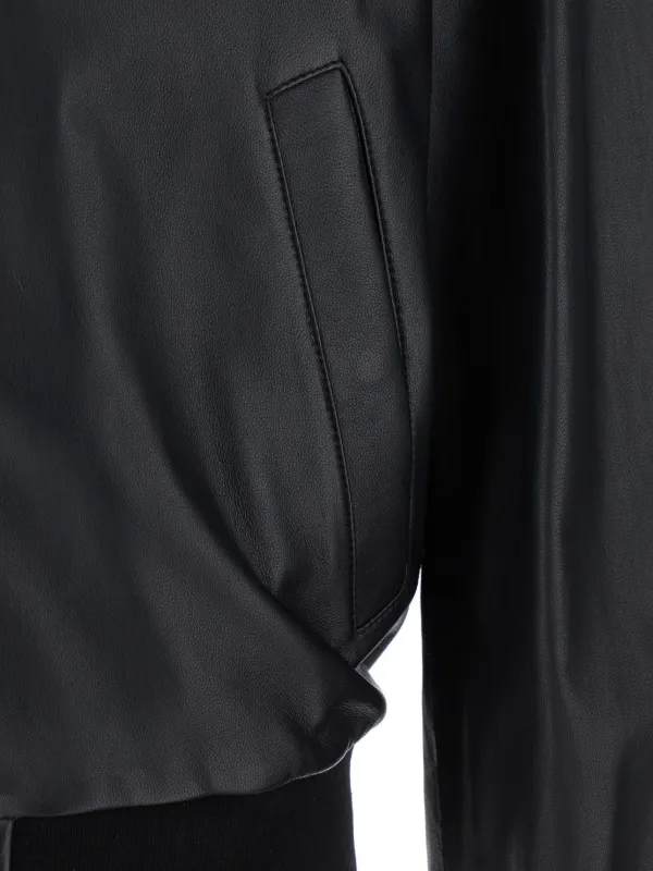 Emporio Armani リブトリム レザージャケット | ブラック | FARFETCH JP