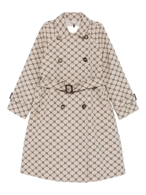 Max Mara معطف ترنش بصفي أزرار ونقش مونوغرام