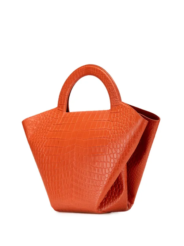 【BOTTEGA VENETA】★送料・関税込★Croc Top Handle Tote Bag Bottega Veneta Pre-Owned 2012-2024 Crocodile Embossed Doll