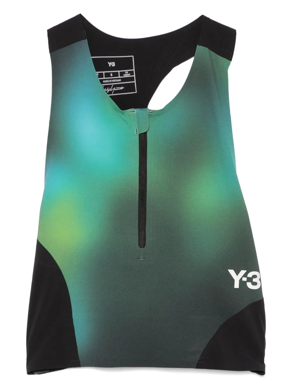 Y-3 abstract-print performance top | Green | Image 1