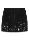 Elisabetta Franchi floral-embroidered tweed mini skirt - Black
