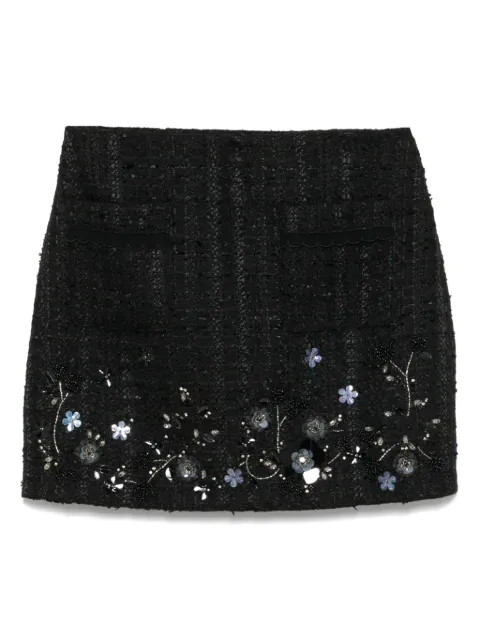 Elisabetta Franchi floral-embroidered tweed mini skirt