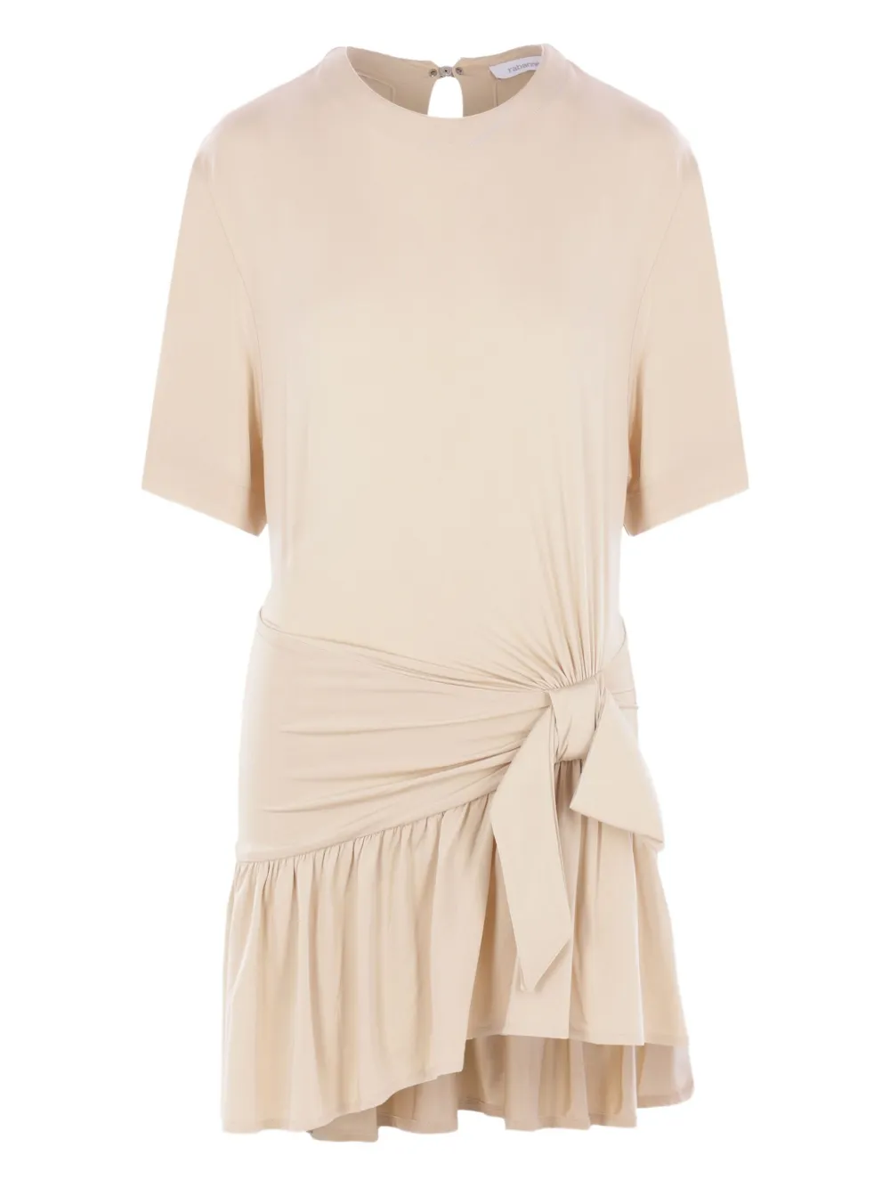 Rabanne Jurk met ruches en strikdetail Beige