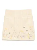 Elisabetta Franchi floral-embroidered tweed mini skirt - Yellow