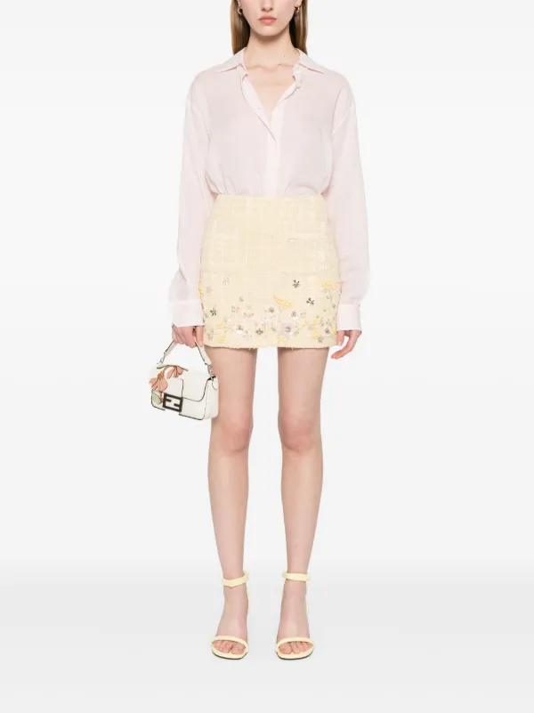 Elisabetta Franchi floral-embroidered Tweed Mini Skirt