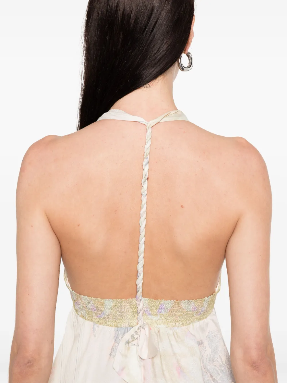 Forte Maxi-jurk met print Beige
