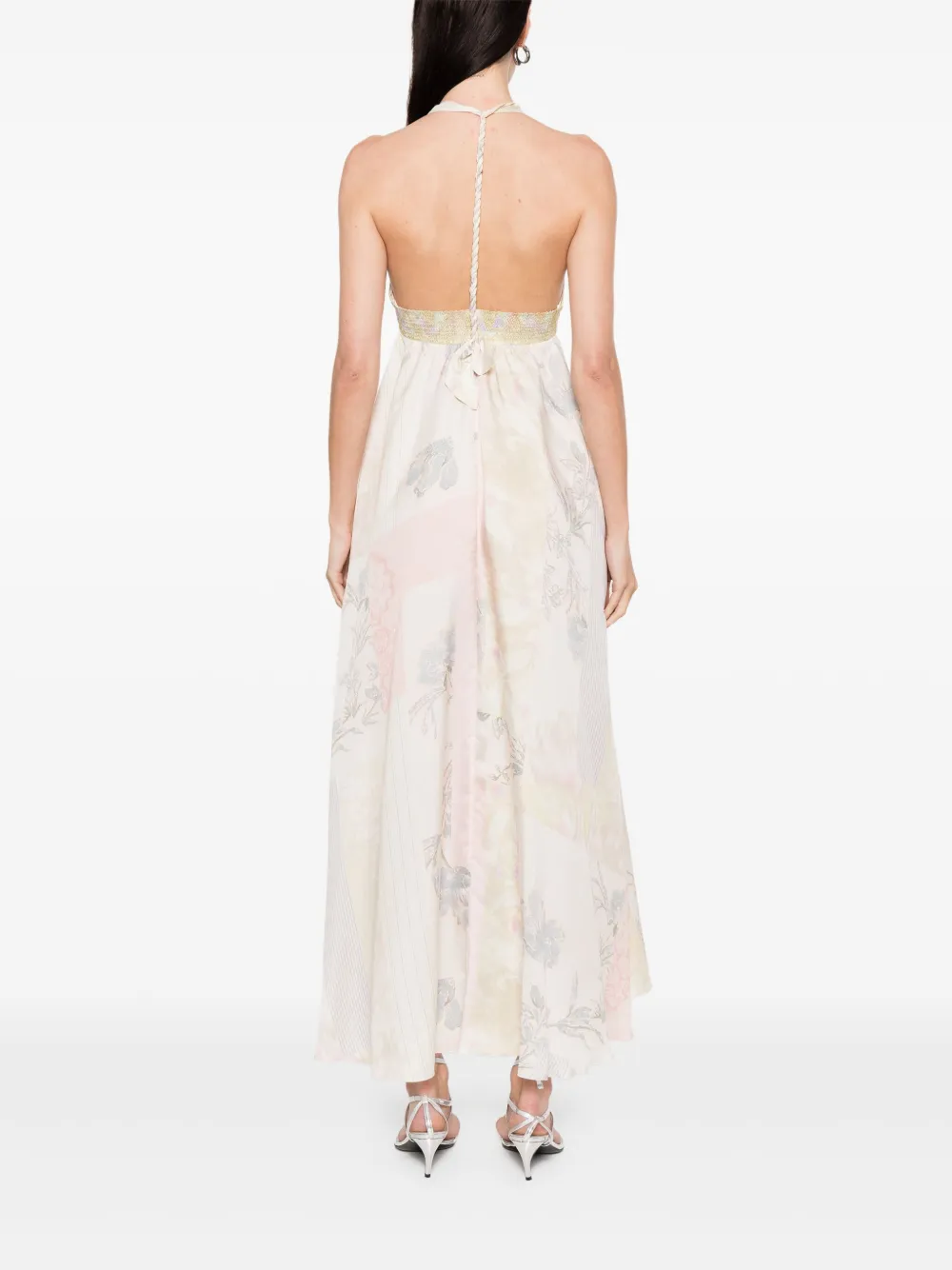 Forte Maxi-jurk met print Beige