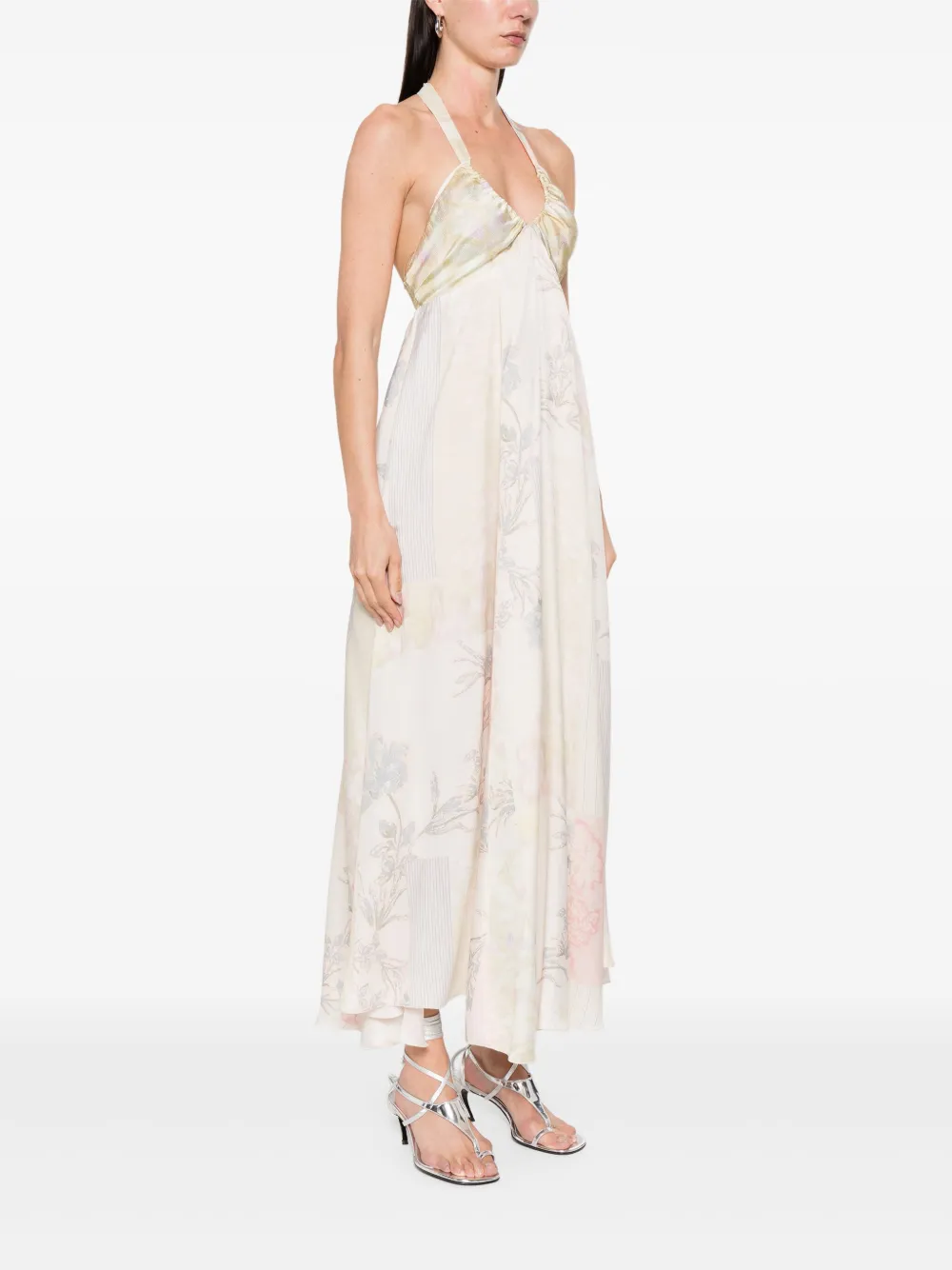 Forte Maxi-jurk met print Beige