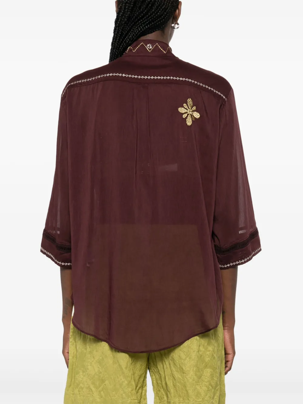 Forte Blouse met borduurwerk Bruin