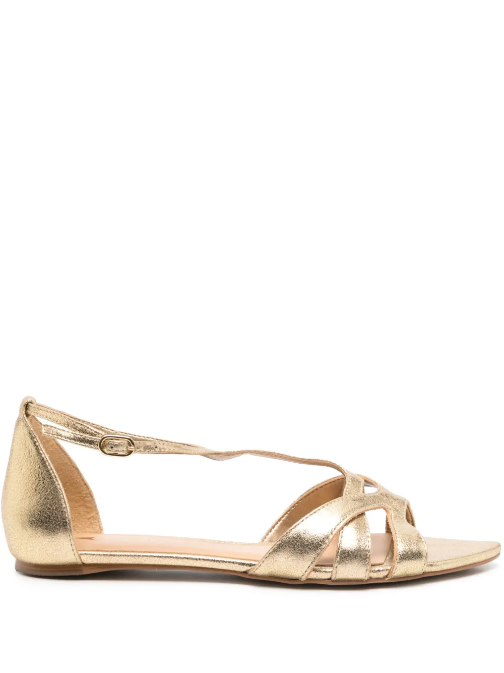 CARRANO leather flat sandals Gold