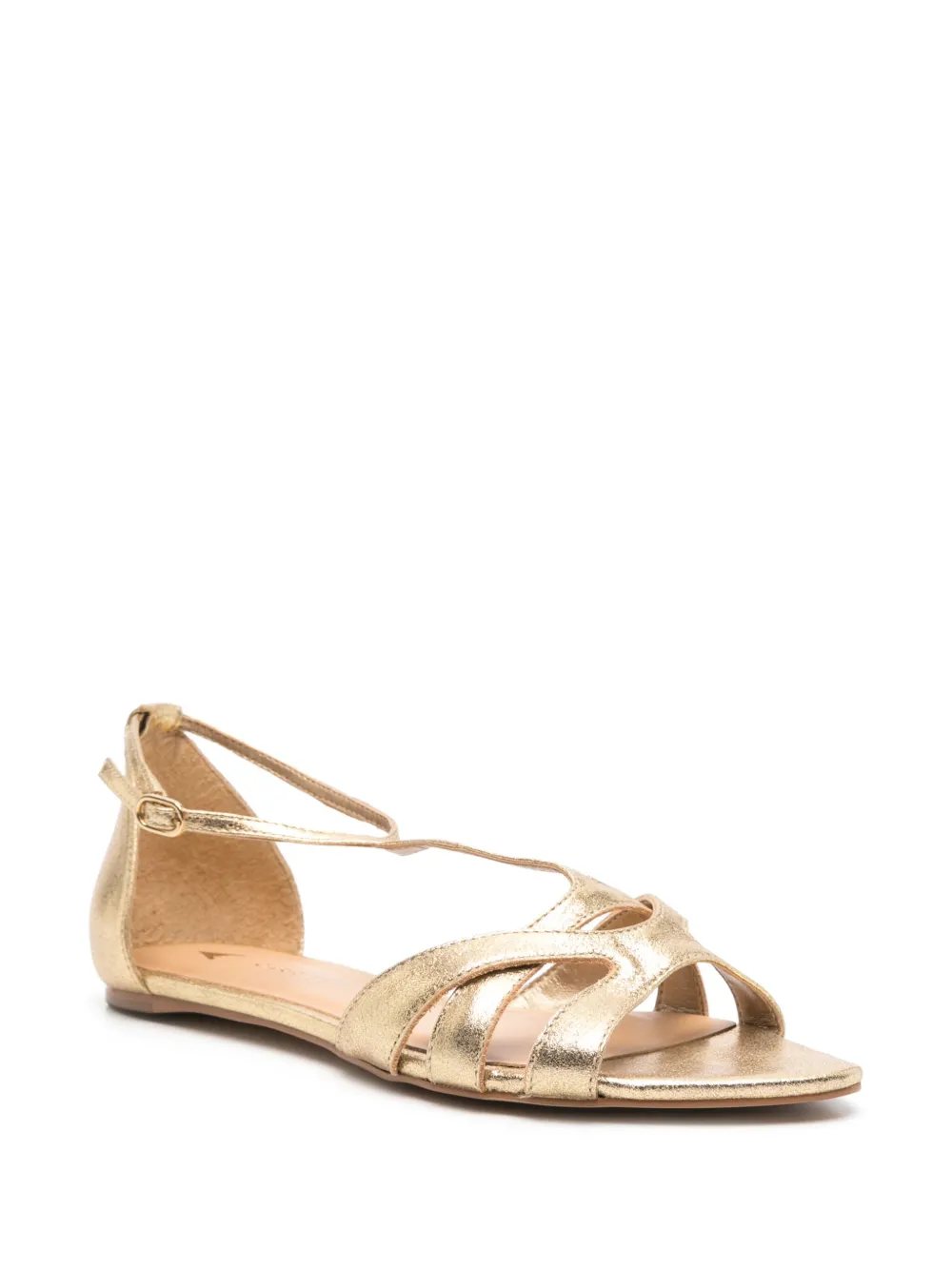 CARRANO leather flat sandals Gold