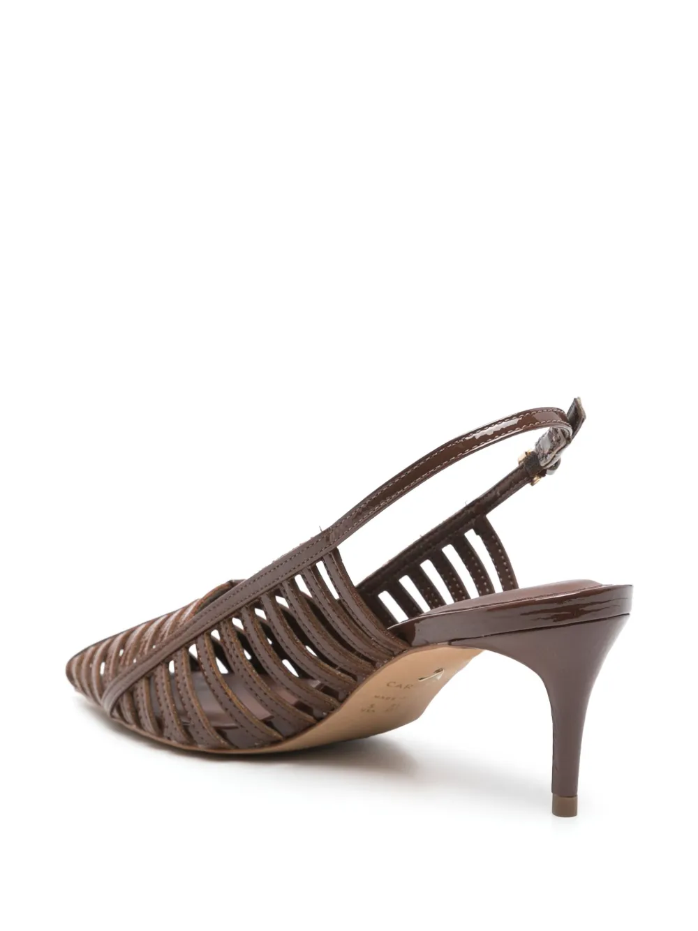 CARRANO 70mm leather slingback pumps Brown