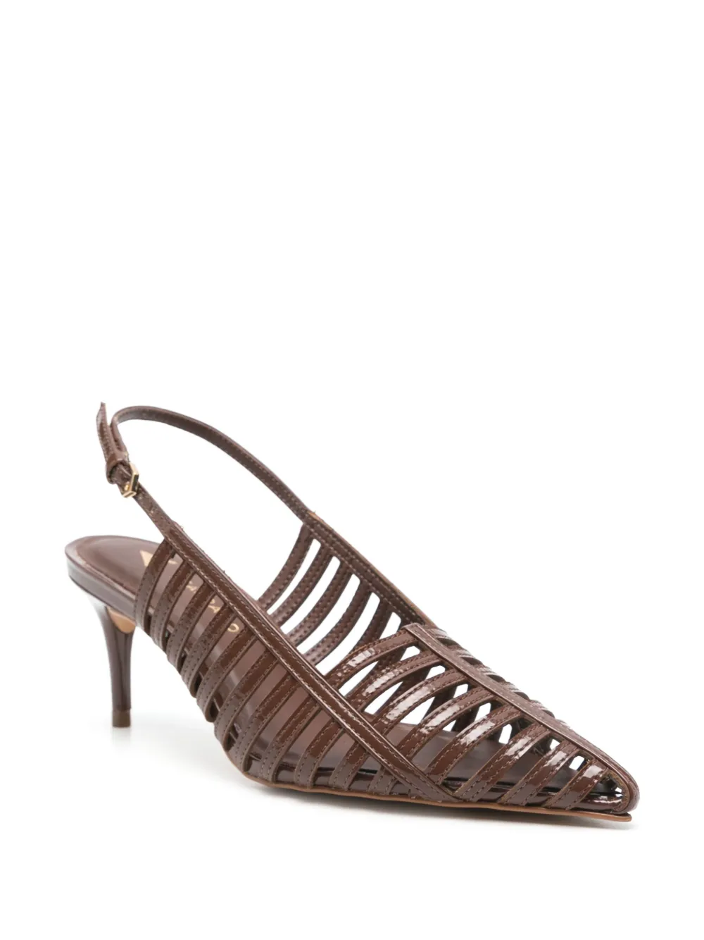 CARRANO 70mm leather slingback pumps Brown