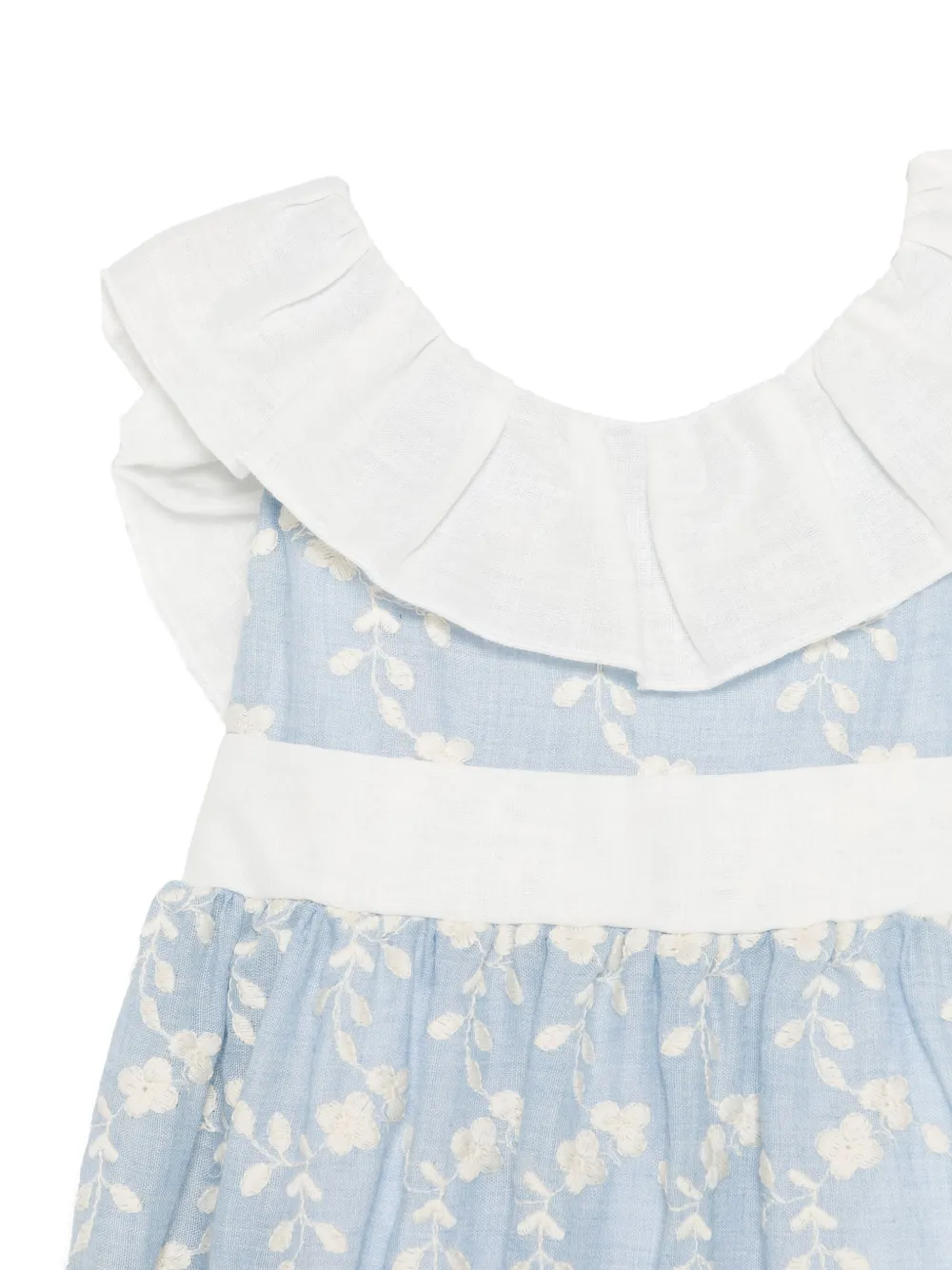 La Stupenderia Jurk met geborduurde bloemen Blauw