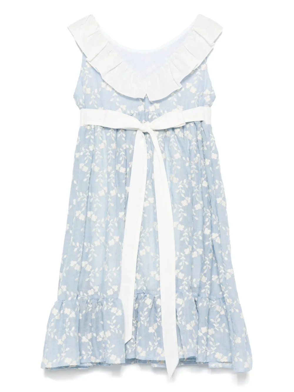 La Stupenderia Jurk met geborduurde bloemen Blauw