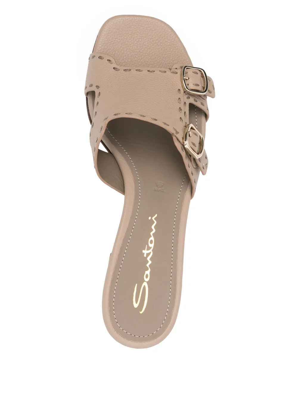 Shop Santoni 35mm Buckle-detailed Sandals In Nude