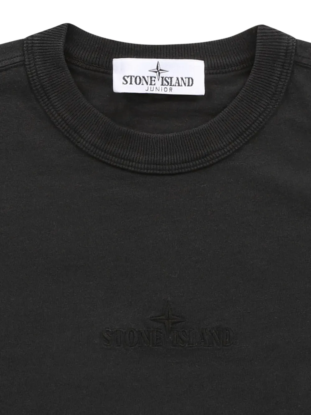 Stone Island Junior T-shirt met geborduurd logo Zwart