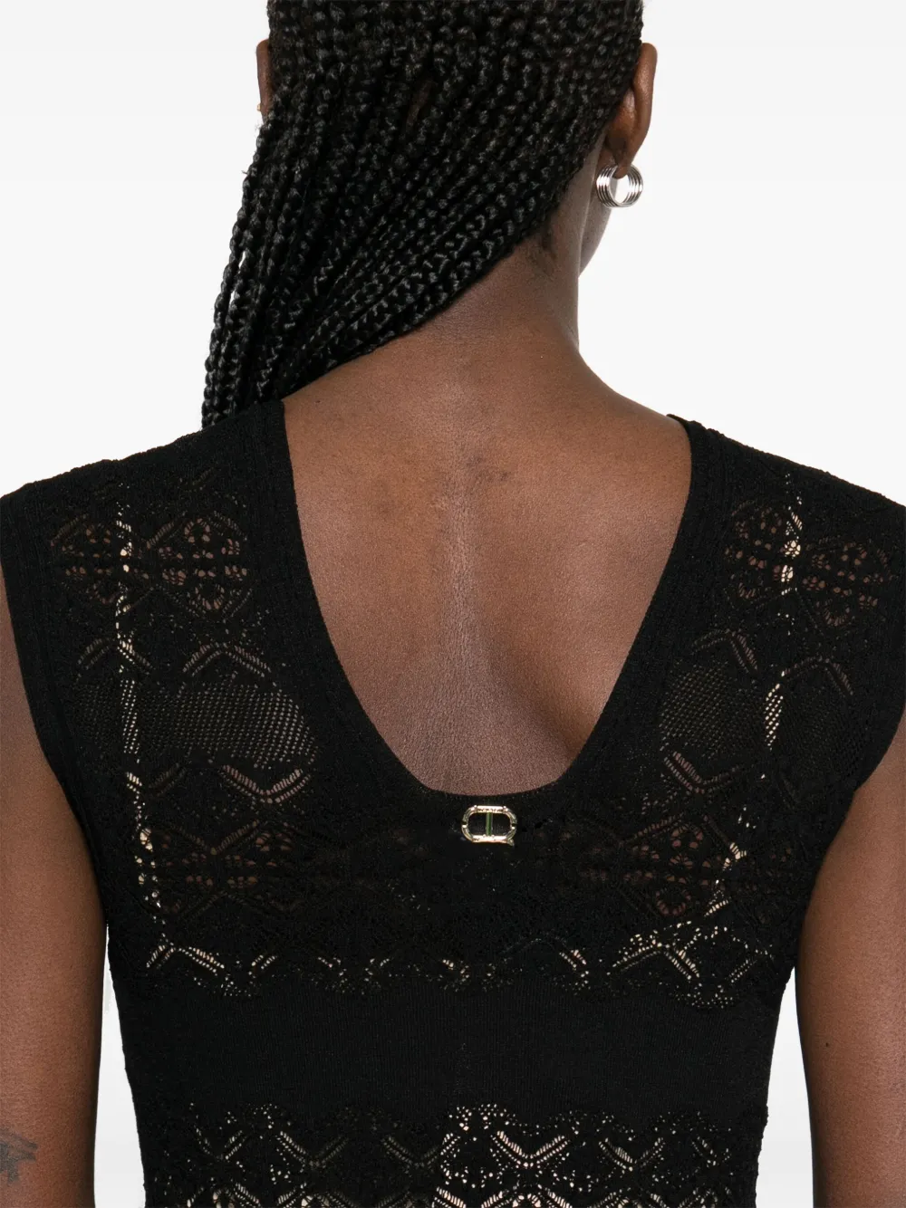 Shop Twinset Crochet-detailed Maxi Dress In Black