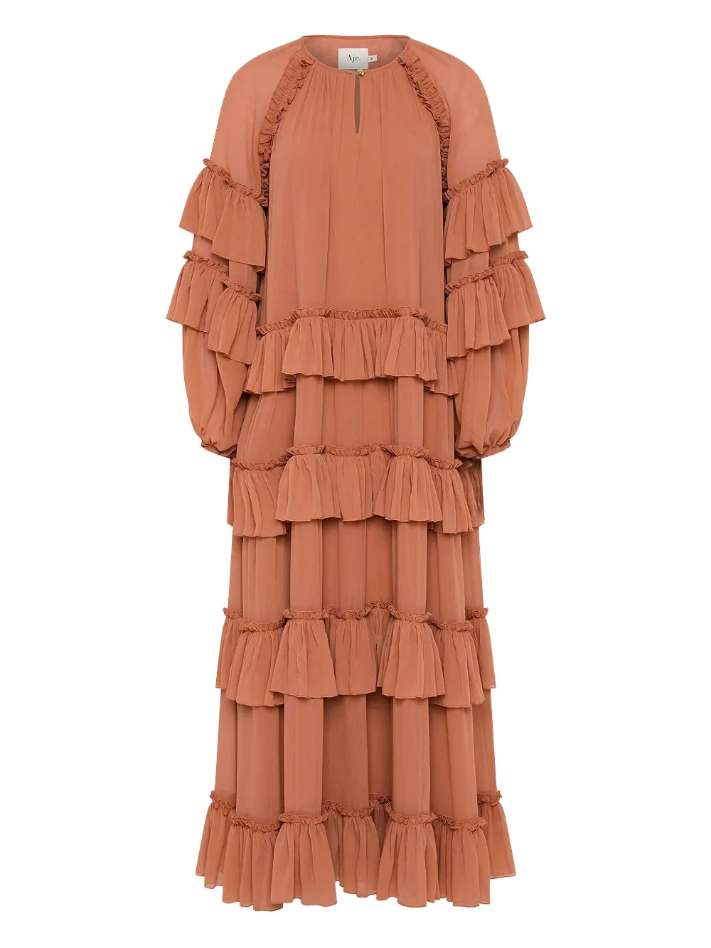 Aje robe longue Mina à volants superposés | marron | Image 1