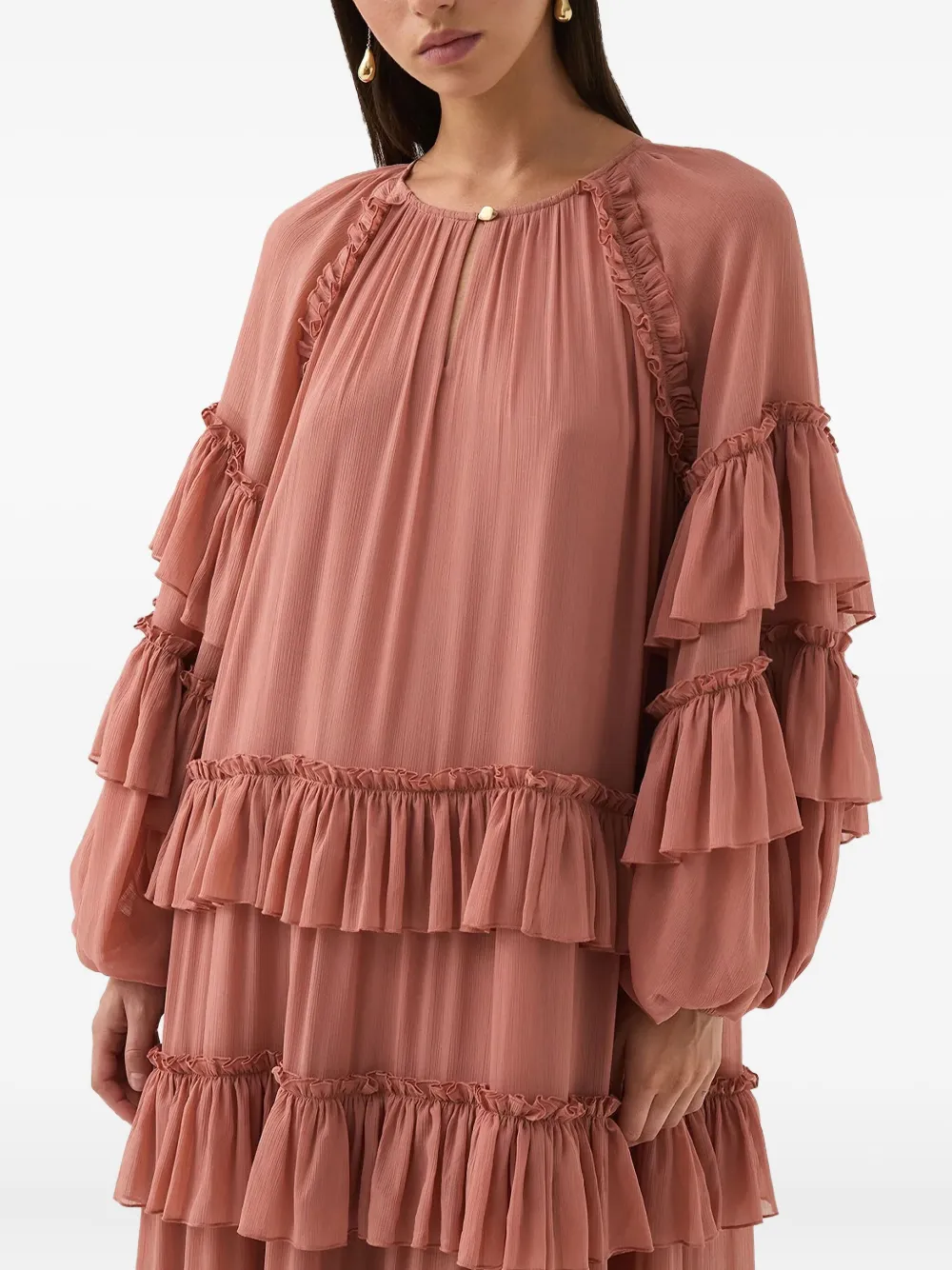 Aje Mina ruffled tiered maxi dress - Bruin