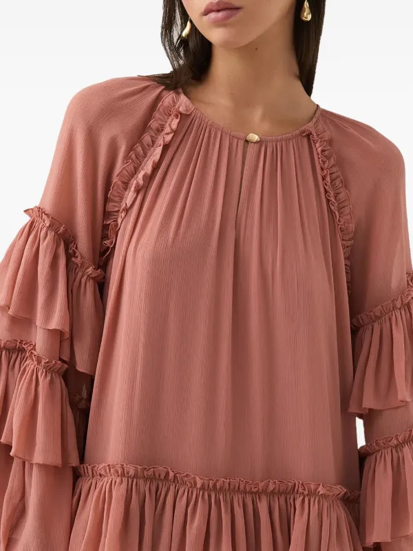 Aje Mina Ruffled Tiered Maxi Dress | Brown | FARFETCH GE