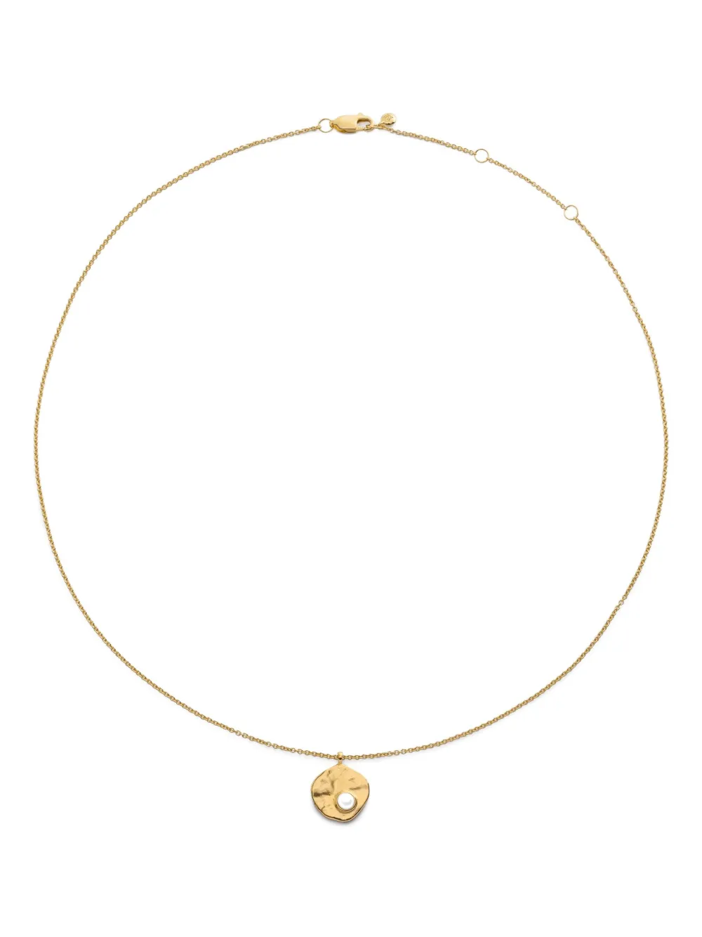 Monica Vinader hammered-disc pearl necklace - ゴールドトーン Monica Vinader hammered-disc pearl necklace - ゴールドトーン