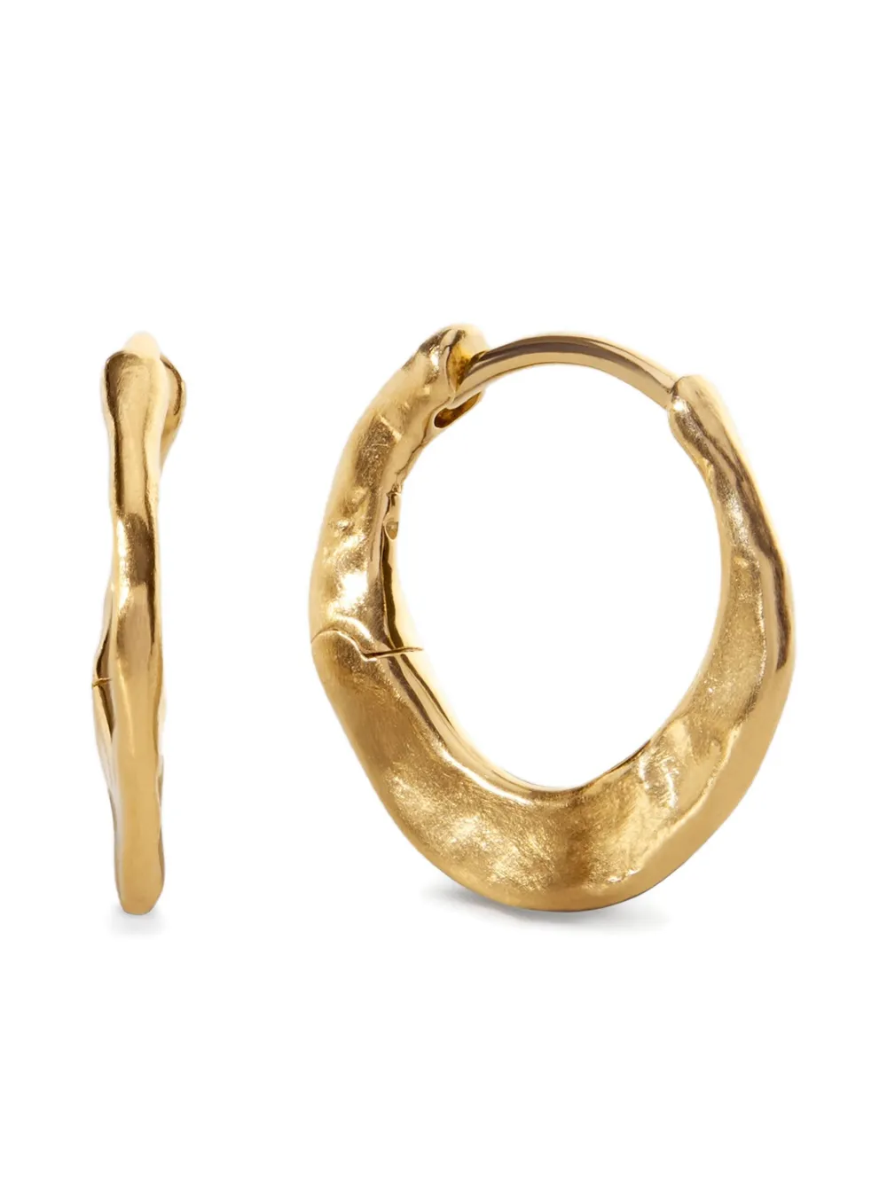 Monica Vinader Capri Hammered Huggie Earrings In Gold