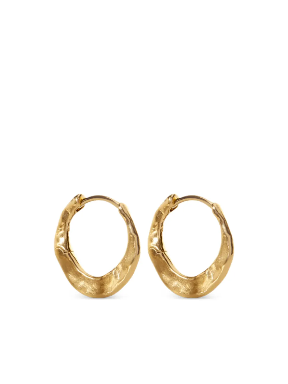 Monica Vinader Par de brincos argolas Capri com efeito amassado | Dourado | Image 1