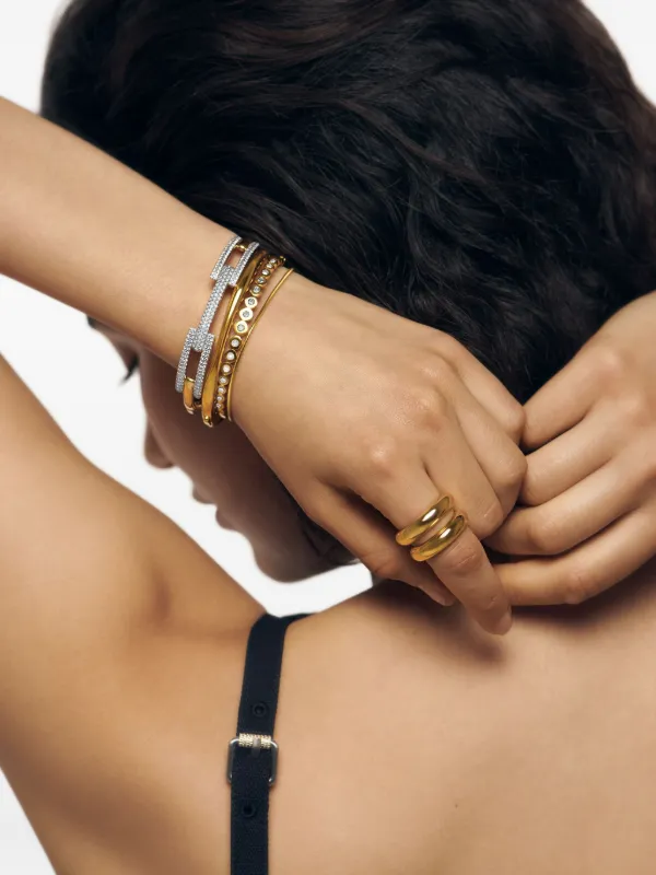 Monica Vinader Signature Link Diamond Bangle Bracelet | Gold 
