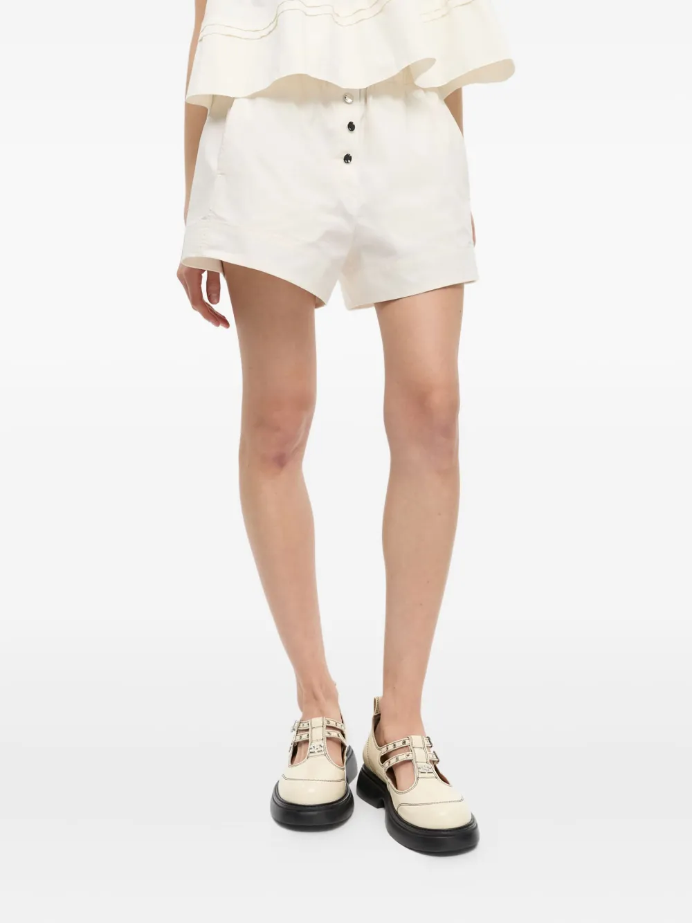 GANNI Shorts met logopatch Wit
