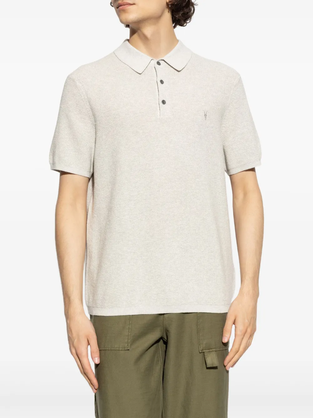 AllSaints Poloshirt met textuur Beige