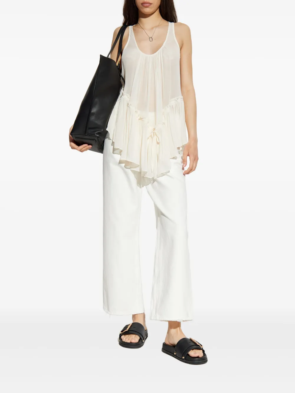 AllSaints Blake high waist jeans met wijde pijpen Wit