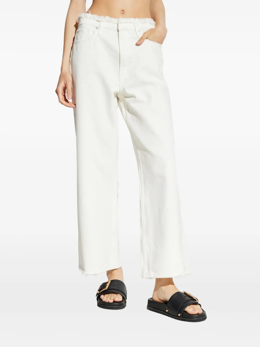 AllSaints Blake high waist jeans met wijde pijpen Wit