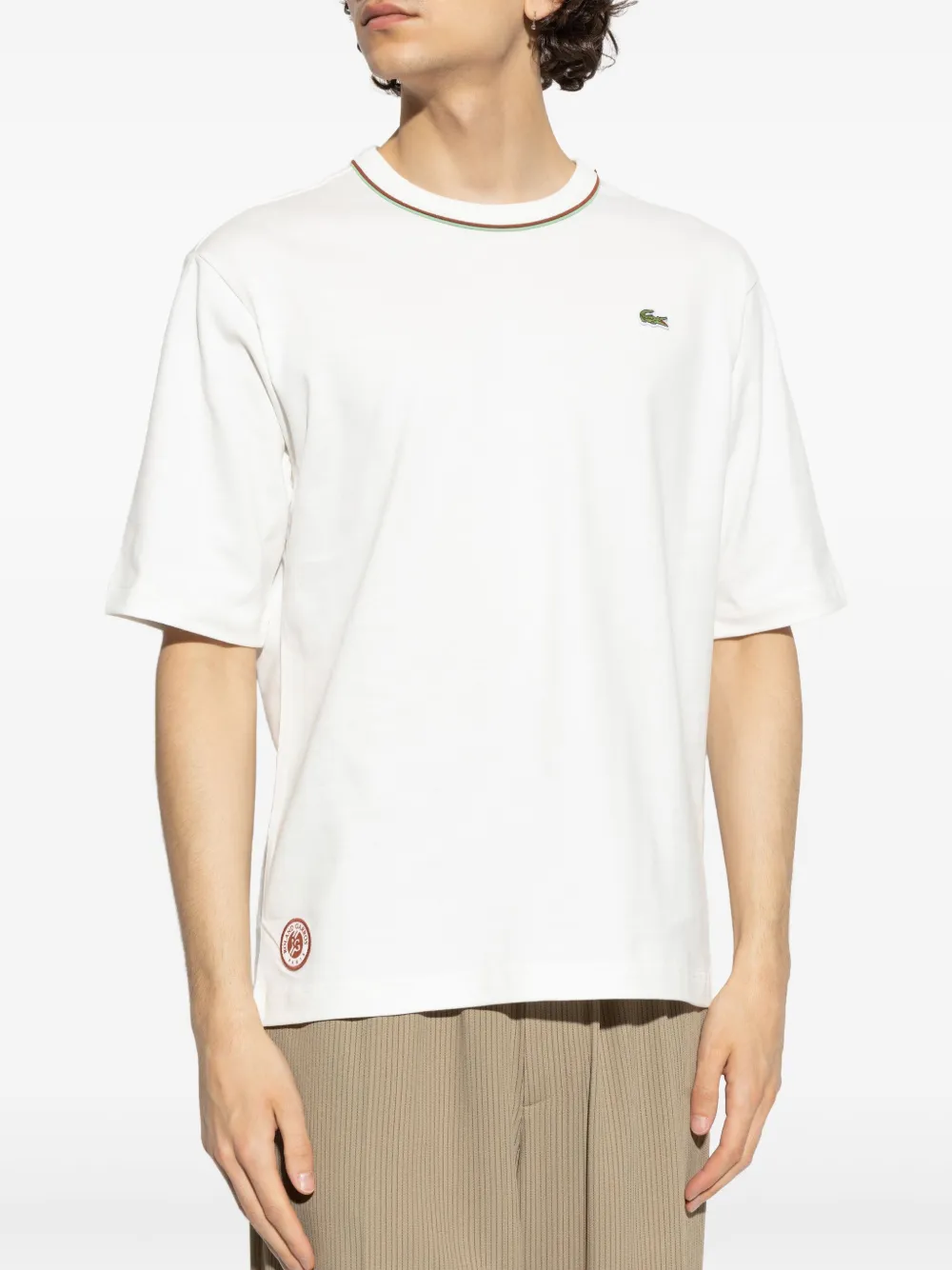 Lacoste Katoenen T-shirt met logoprint Wit