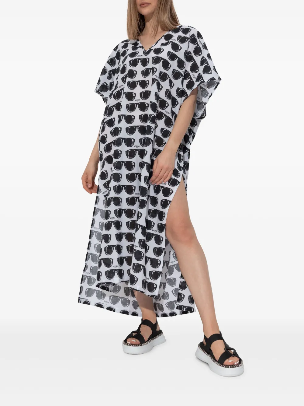 Moschino Maxi-jurk met zonnebrilprint - Wit