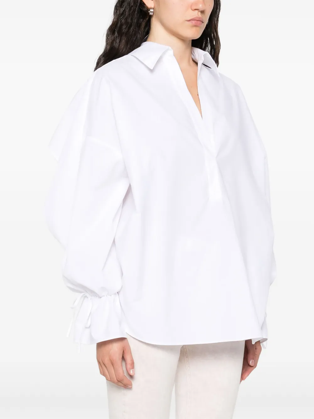 Blumarine Popeline blouse met polokraag Wit