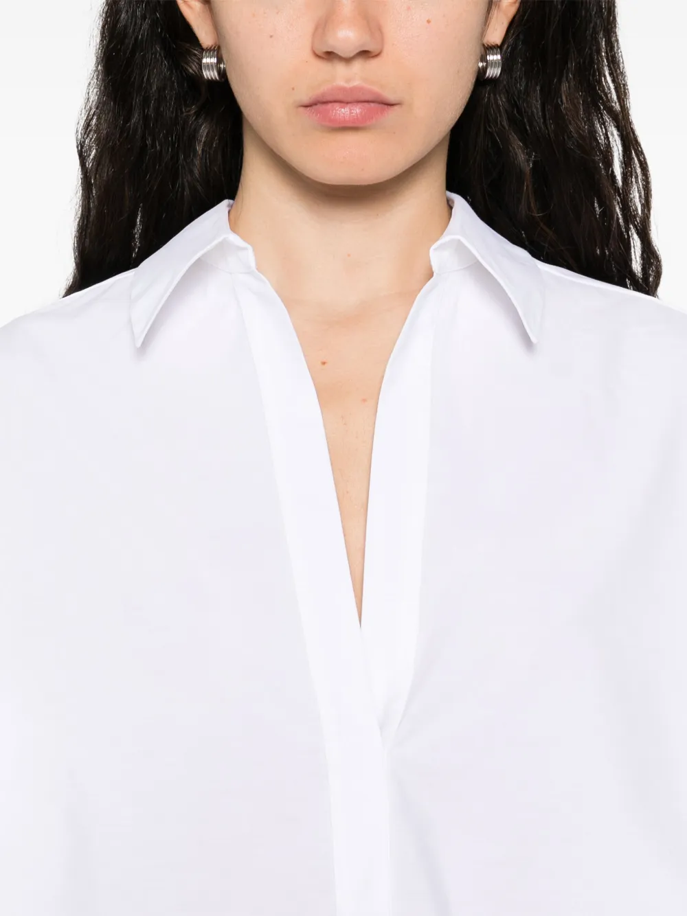 Blumarine Popeline blouse met polokraag Wit