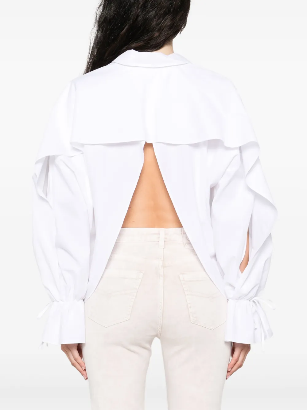 Blumarine Popeline blouse met polokraag Wit