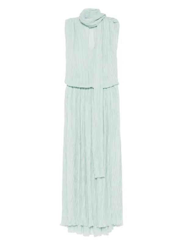 Blumarine Pleated Asymmetric Midi Dress | Green | FARFETCH Blumarine Pleated Asymmetric Midi Dress | Green | FARFETCH