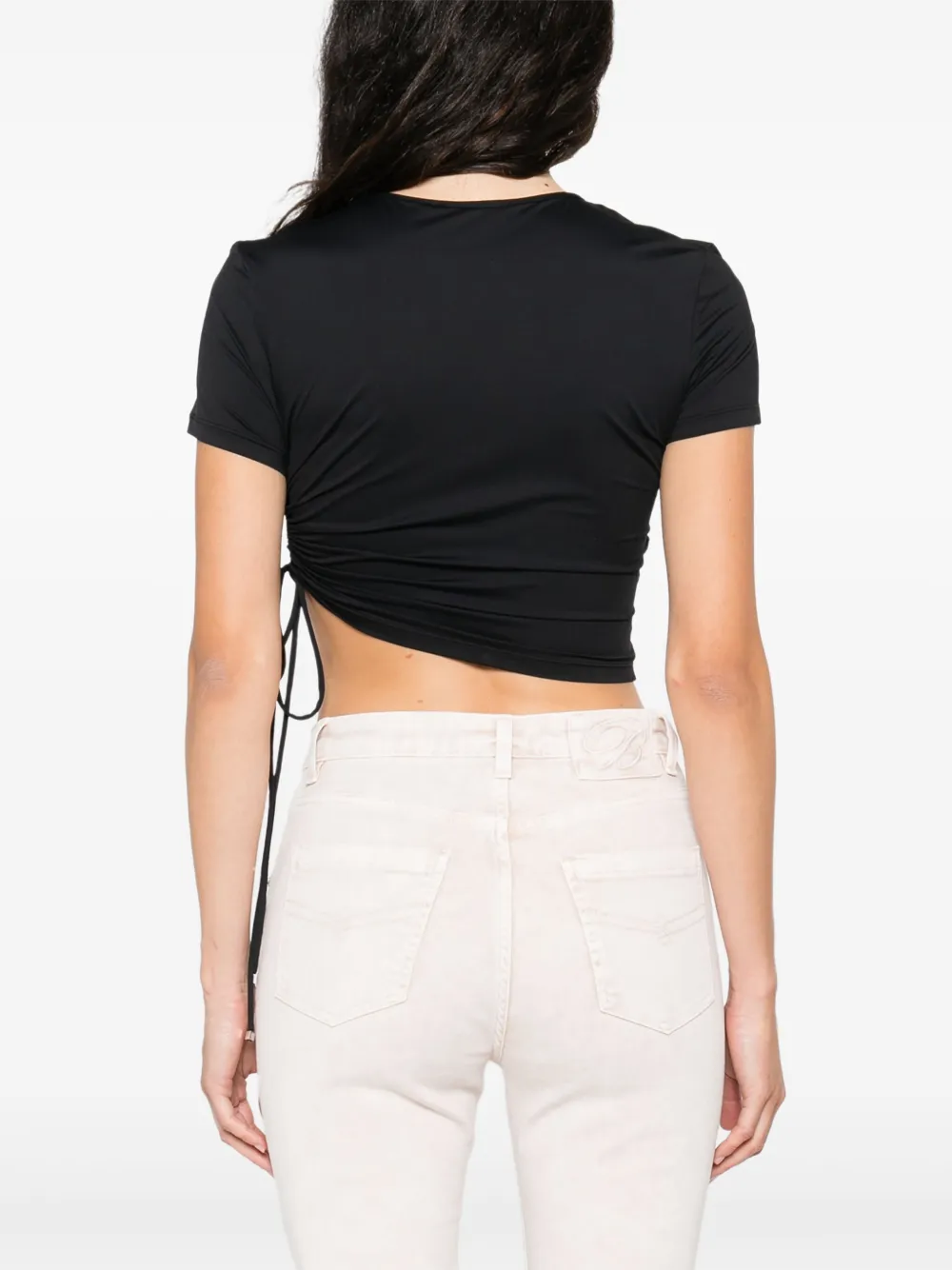 Shop Blumarine Rhinestone-logo T-shirt In Black